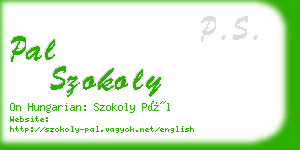 pal szokoly business card